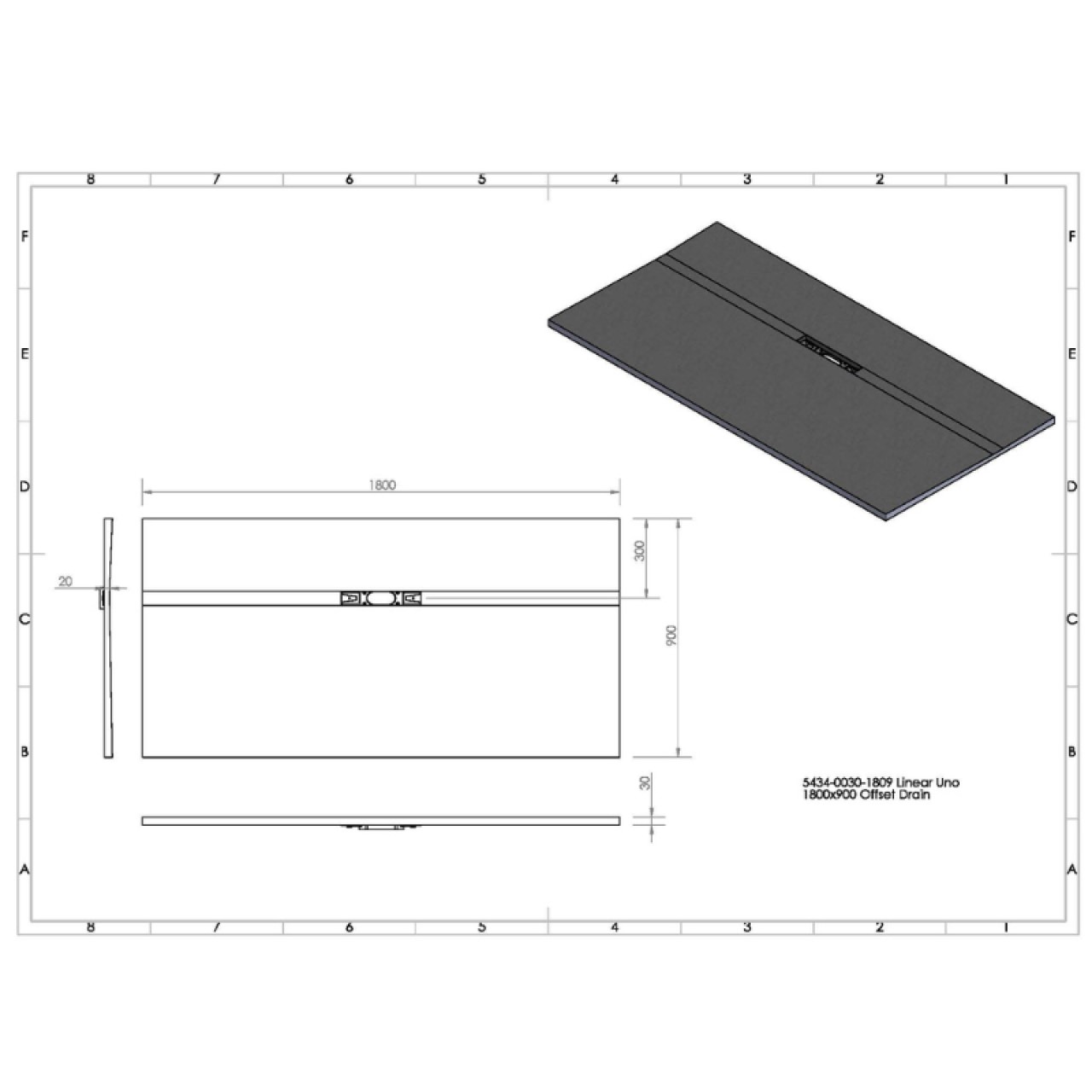 Linear Uno - 1800x900x30mm Offset Technical