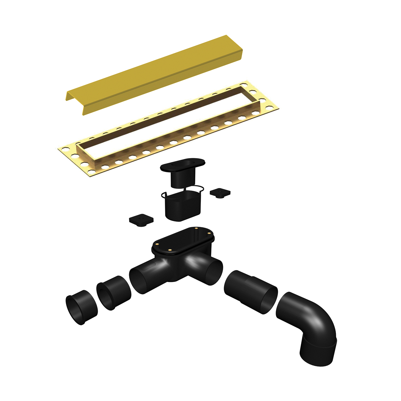 AquaFix 300mm Linear Waste System - Brushed Brass Effect