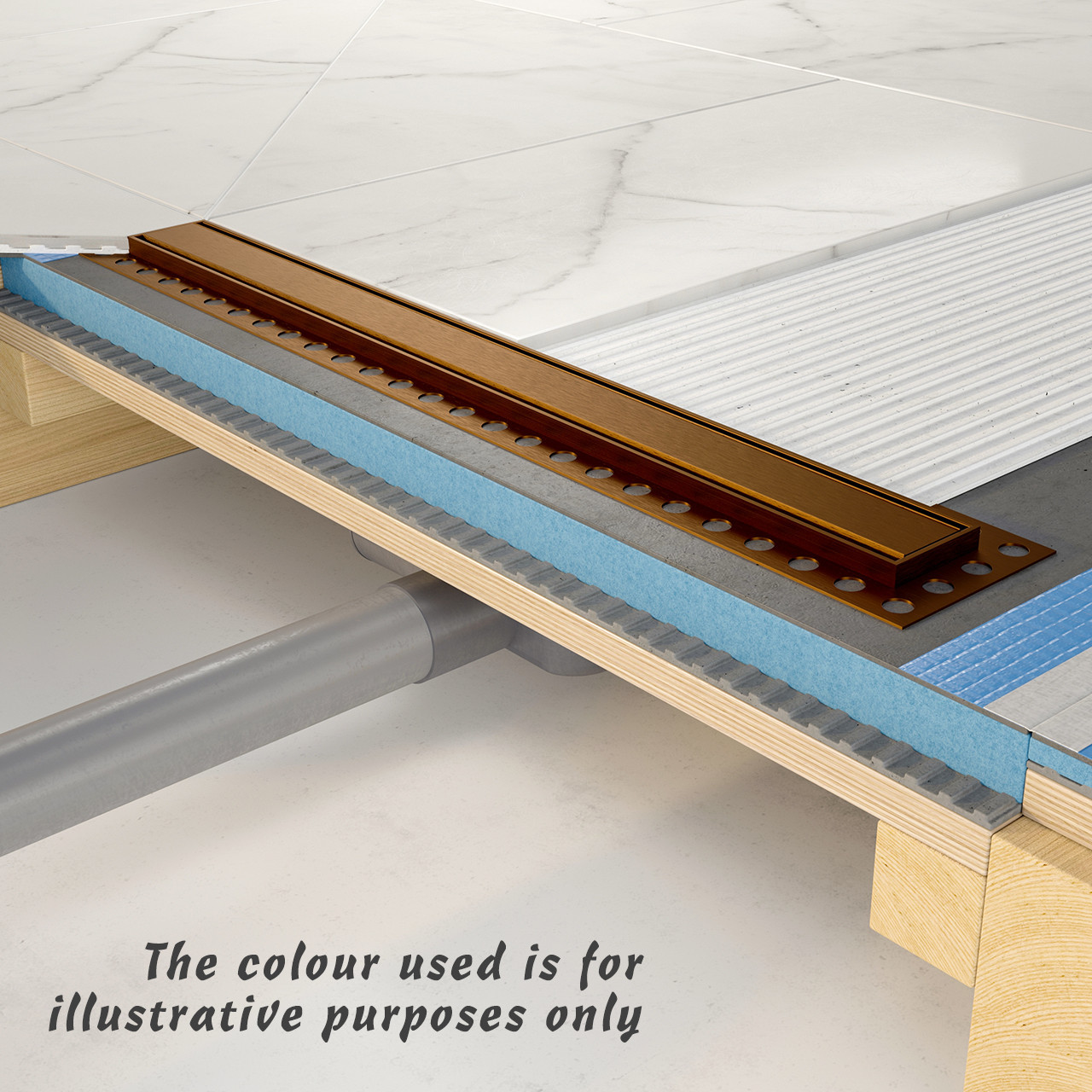 AquaFix 600mm Linear Waste System - Cross Section