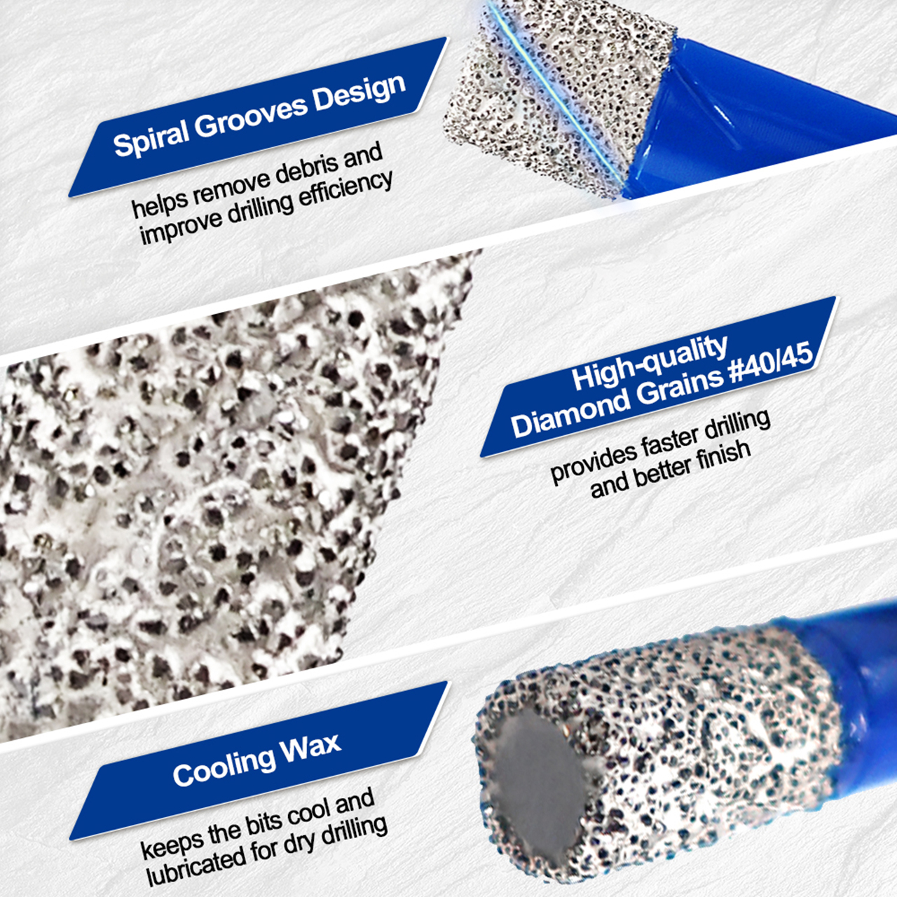 Shdiatool Diamond Drill Bits with Triangle Shank for Porcelain Tile Ceramic Granite - Pack of 5 x 6mm