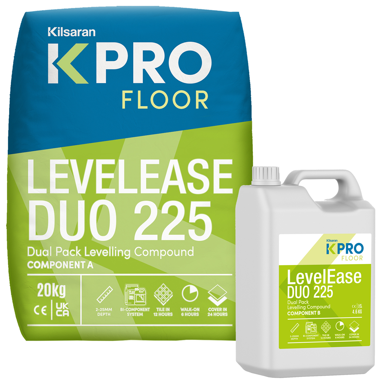 Kilsaran KPRO Floor LevelEase Duo 225 Levelling Compound  - 20kg Bag & 4.6 L Bottle