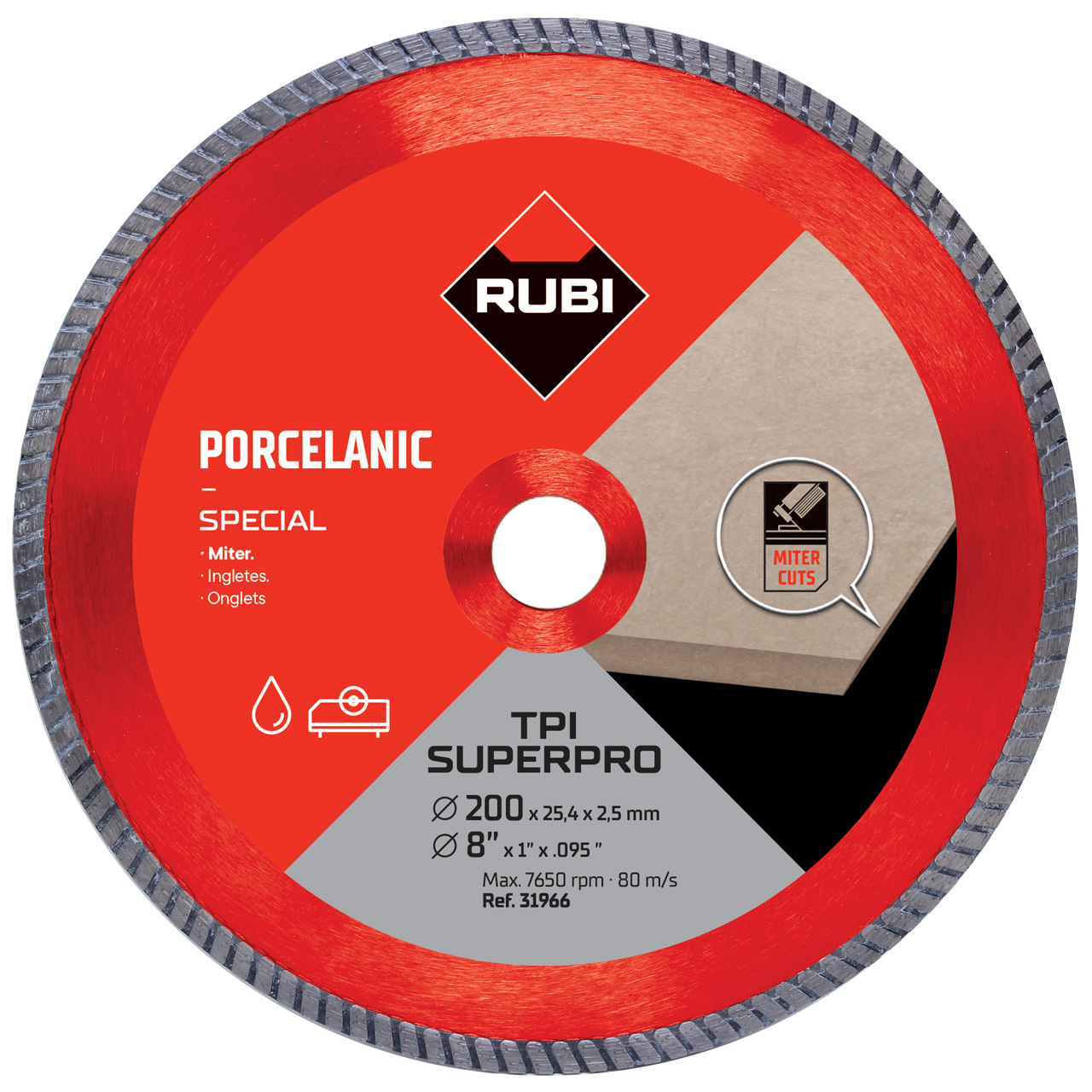 Rubi Superpro Diamond Porcelain Stoneware Turbo Mitre Blade TPI - 200mm - 31966