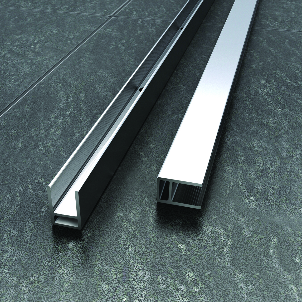 AquaFix Surface Channel for 10mm Glass Screens - Polished Chrome - 2000mm