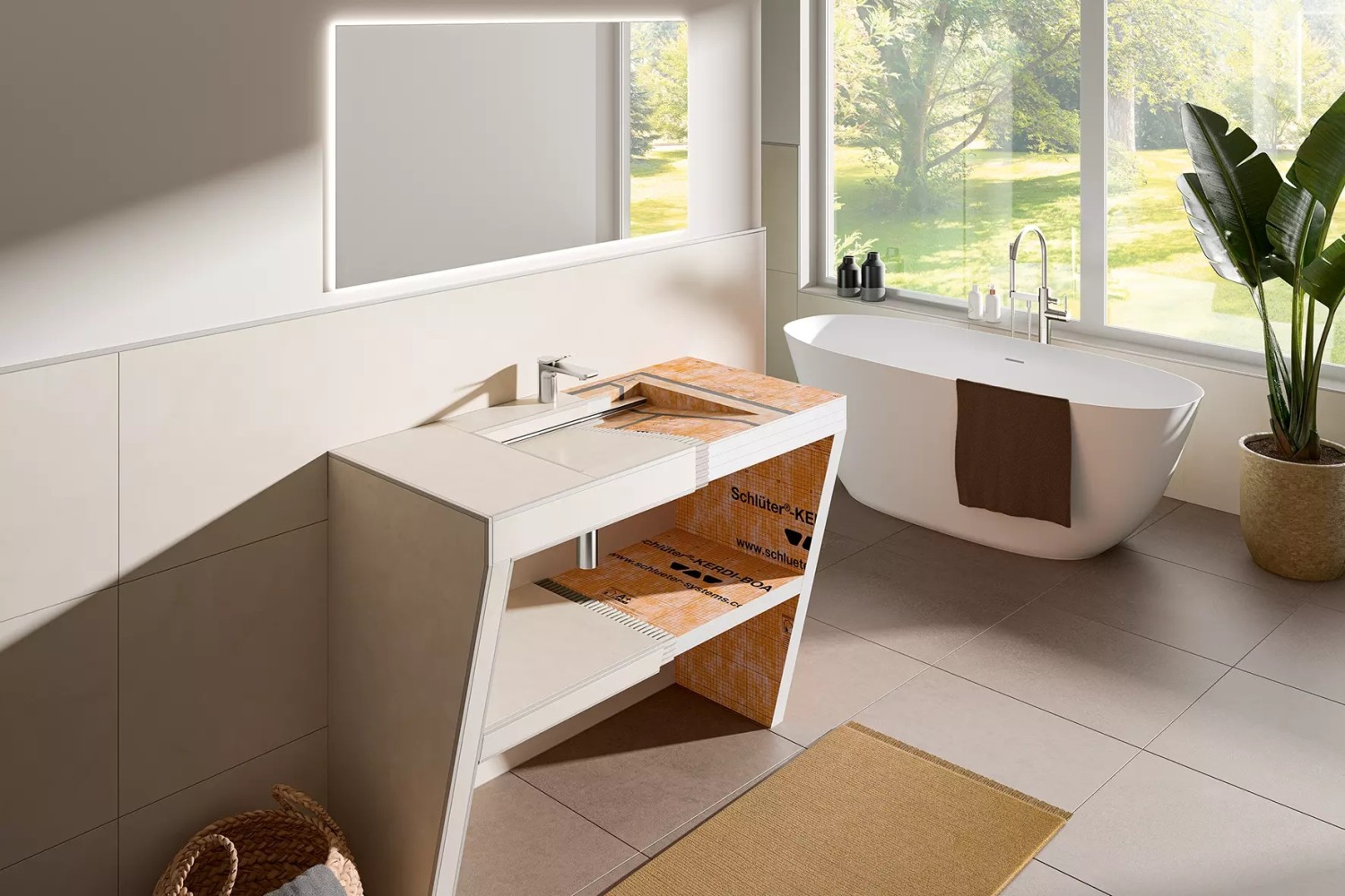 Schluter-KERDI-BOARD-WS - Tileable Vanity Unit - 1170x85x550mm - Half Tiled