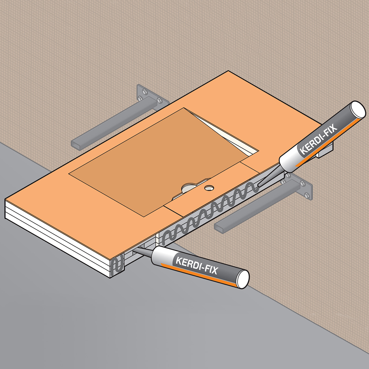 Schluter KERDI-BOARD-AB - Mounting Consoles - KBWAB450 - Installing 2