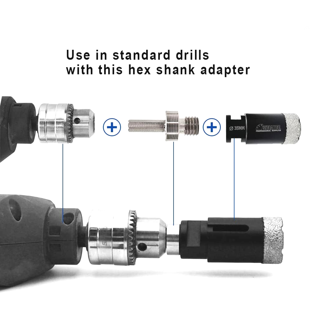 Shdiatool 9mm Hex Shank to M14 Adapter for Electric / Cordless Drill