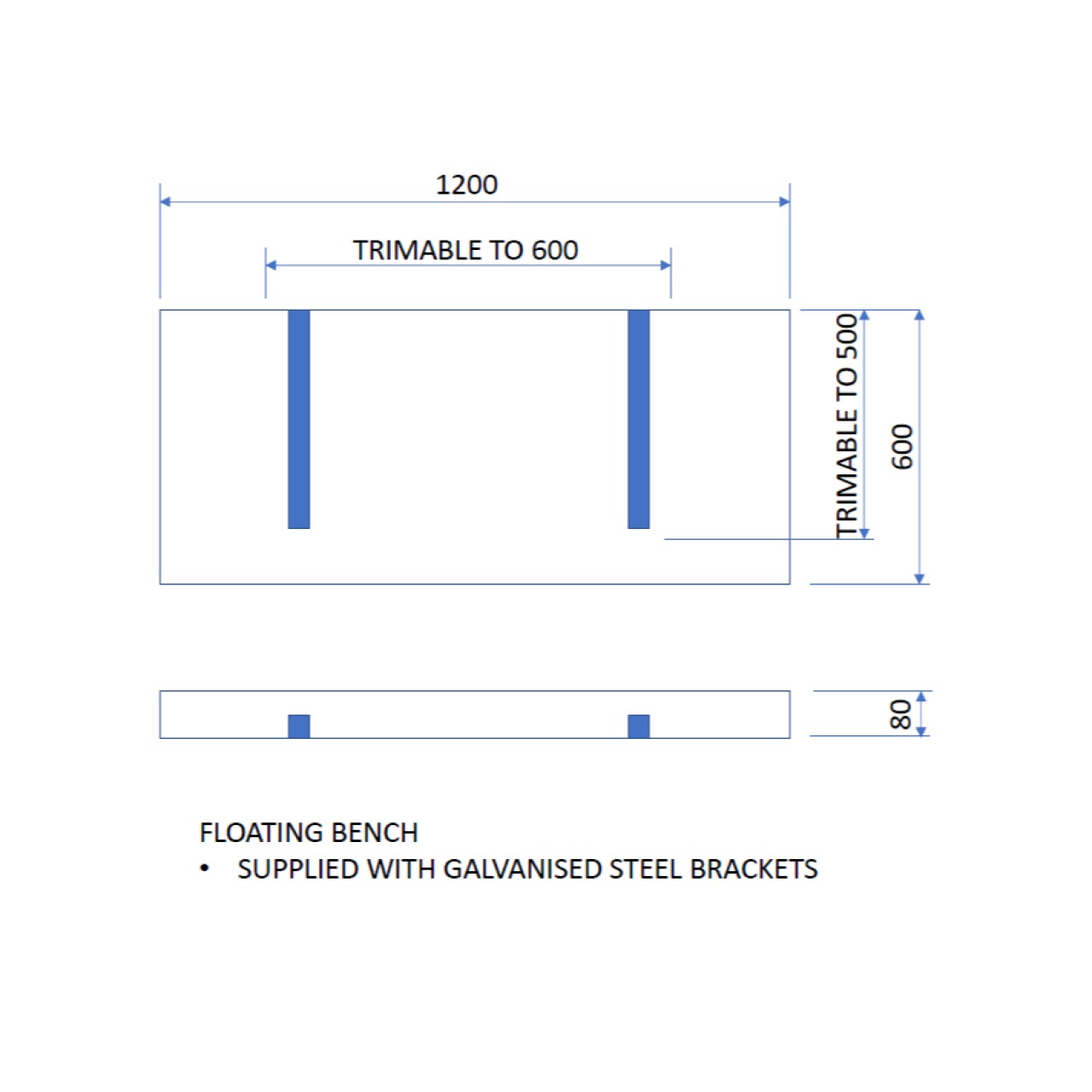 Jackoboard Tileable Floating Wall Shelf- 1200x600x80mm - Trimmable