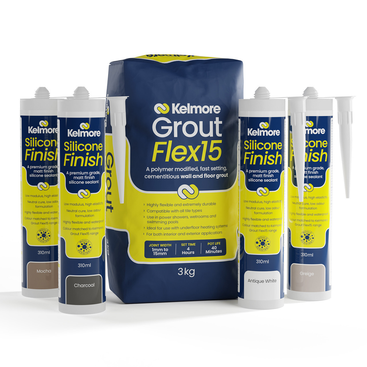 Kelmore Low Modulus Matt Finish Silicone Sealant 310ml - Light Grey