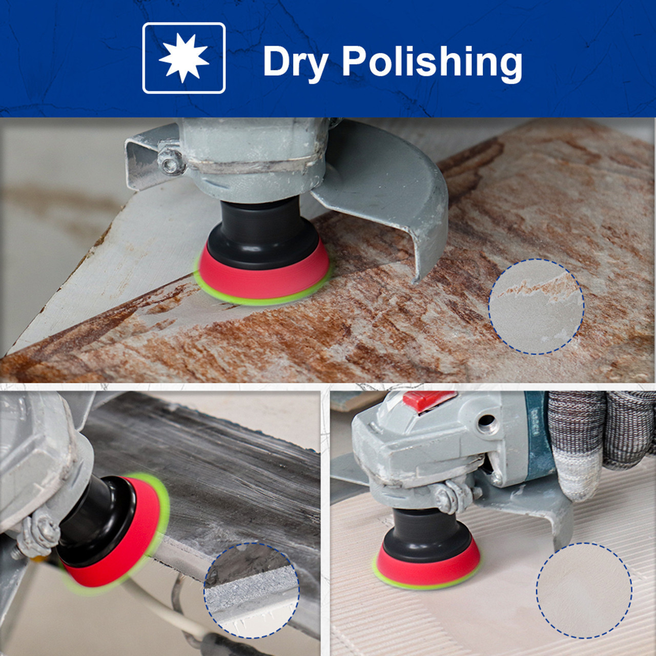 Shdiatool 50mm Dry Diamond Polishing Pad for Granite Marble & Porcelain - 1500 Grit