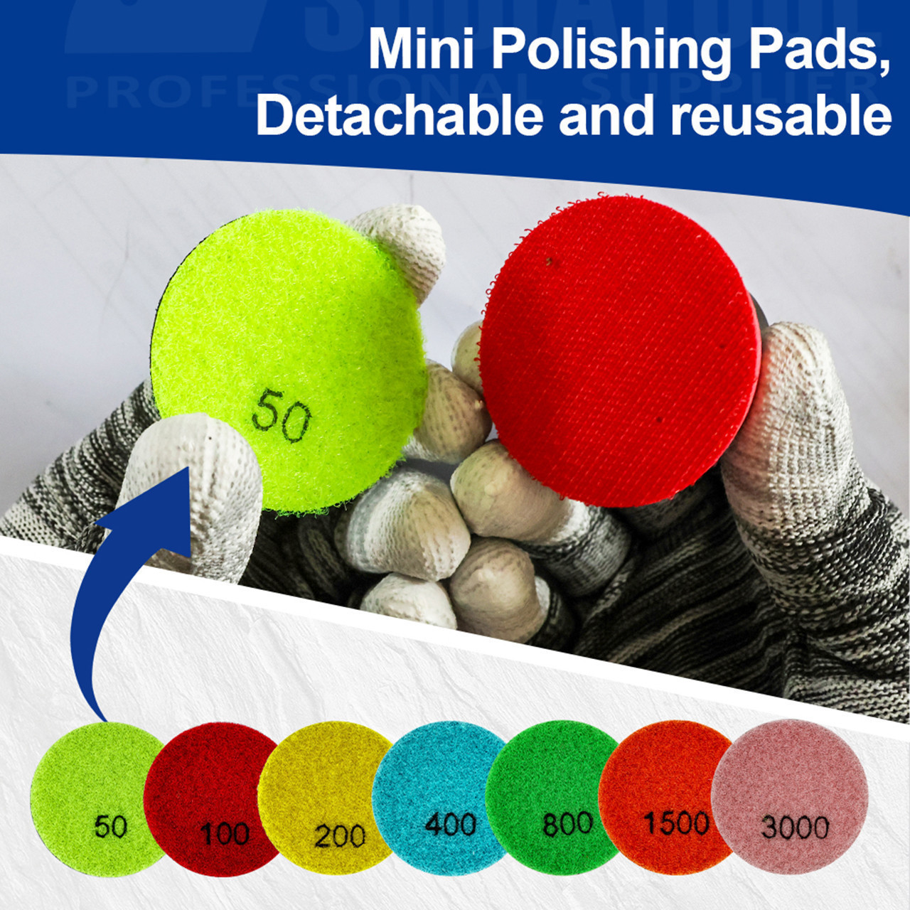 Shdiatool 50mm Dry Diamond Polishing Pad for Granite Marble & Porcelain - 3000 Grit