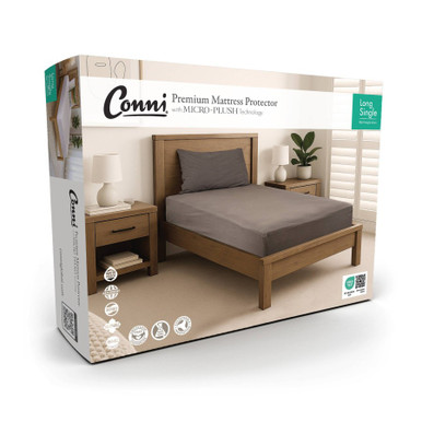 Conni Micro-Plush - Long Single Waterproof Fitted Sheet - Charcoal