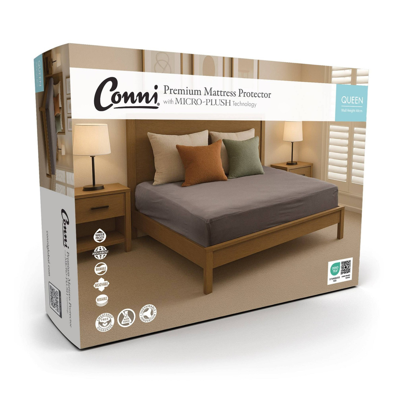 Conni Micro-Plush - Queen Waterproof Fitted Sheet - Charcoal