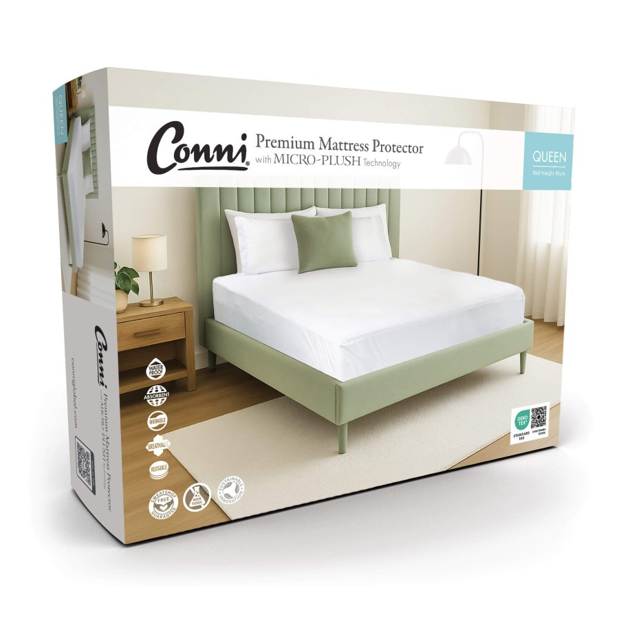 Conni Micro-Plush - Queen Waterproof Fitted Sheet - White