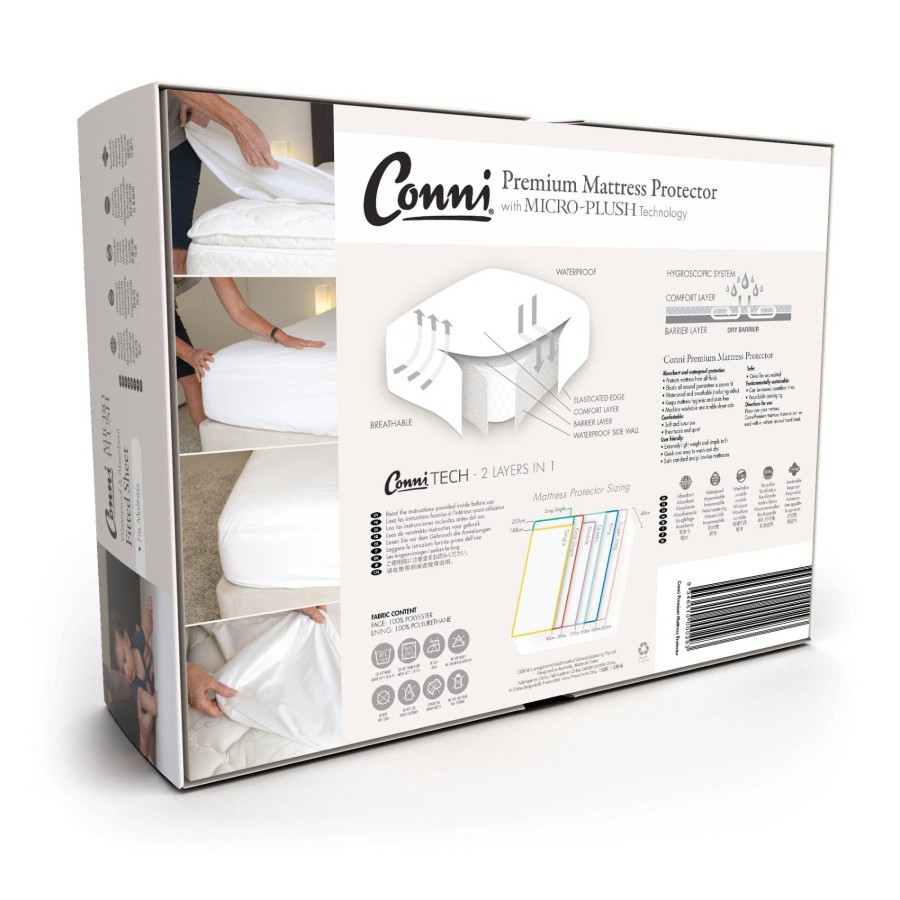 Conni Micro-Plush - Double Waterproof Fitted Sheet - White