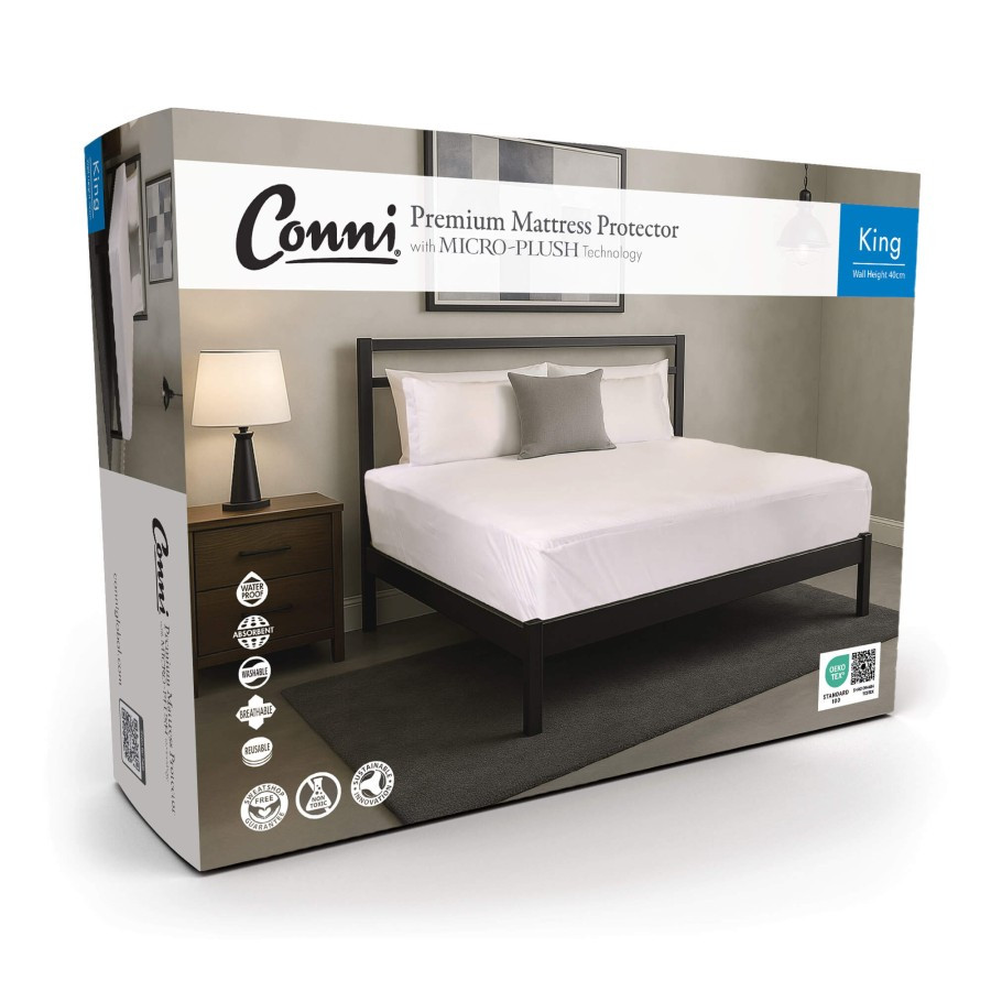 Conni Micro-Plush - King Waterproof Fitted Sheet - White