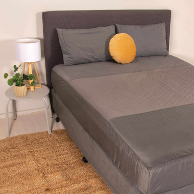 Conni Fitted Bed Pad Sheet - Queen - Charcoal