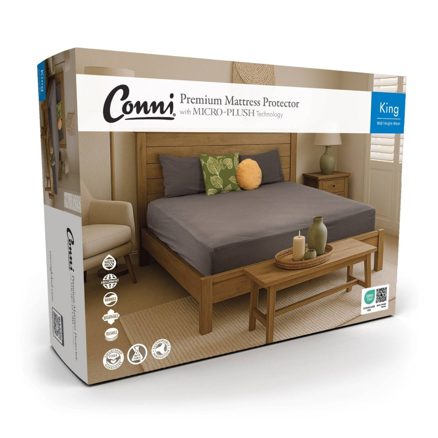 Conni Micro-Plush - King Waterproof Fitted Sheet - Charcoal