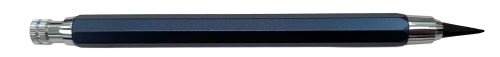 A vibrant blue metal lithographic crayon holder, designed for printmaking and stone lithography