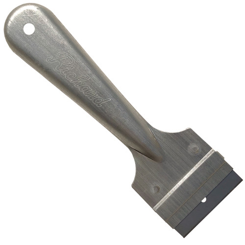 Front view of the Richard Razor Scraper RS-1 showcasing its solid metal handle design with a pre-installed single-edge steel razor blade.