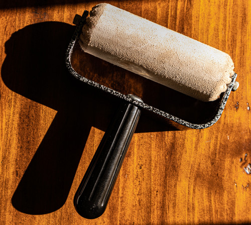 Leather Brayer used for applying heated hard and soft grounds