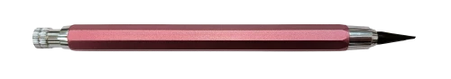 A vibrant pink metal lithographic crayon holder, designed for printmaking and stone lithography