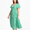 CYAN MIDI DRESS -BLUE GREEN LEOPARD