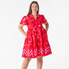 GRAVES DRESS-RED PINK PRINT