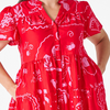 GRAVES DRESS-RED PINK PRINT
