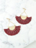 FAN SHAPE EARRINGS-MAROON