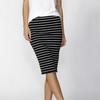 ALICIA MIDI SKIRT - BLACK AND WHITE STRIPE 