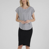 TULIP TOP -WHITE/BLACK STRIPE