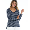 BONNIE LONG SLEEVE TOP - NAVY/WHITE STRIPE