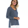 BONNIE LONG SLEEVE TOP - NAVY/WHITE STRIPE