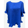 STEVIE FRILL LINEN TOP-COBALT