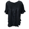 STEVIE FRILL LINEN TOP-BLACK