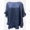 STEVIE FRILL LINEN TOP-NAVY 