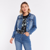 STACEY DISTRESSED DENIM JACKET - WORN WASH