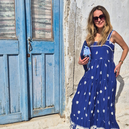 LENNON STRAP DRESS-BLUE PRINT
