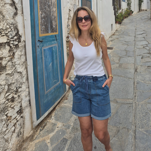 LIA DENIM SHORTS-DARK BLUE