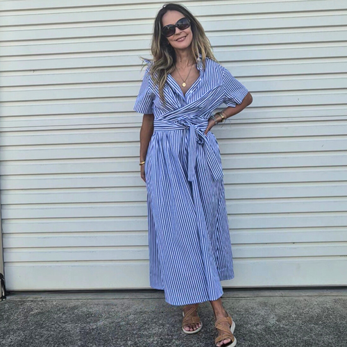 DOTSON DRESS-NAVY STRIPE