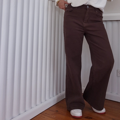KATE WIDE LEG JEANS -CHOCOLATE BROWN