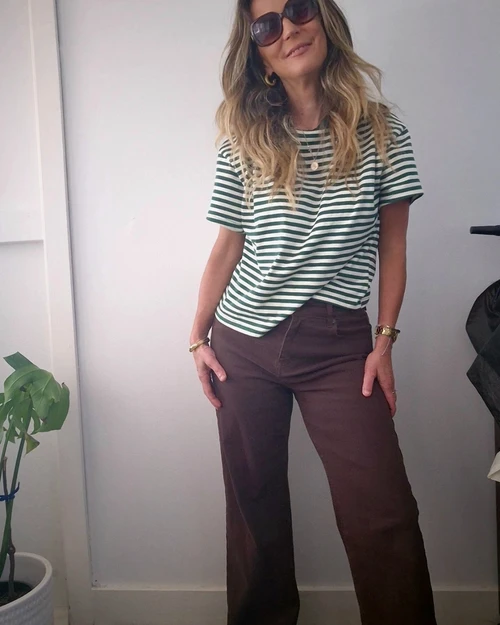 ZOI STRIPE TSHIRT- GREEN/BEIGE