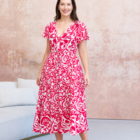 knee length dresses for ladies Aasia Lilac Midi Dress main image 1