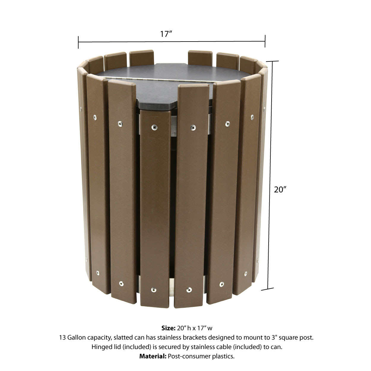 Trail Proven Waste Can with Hinge Lid