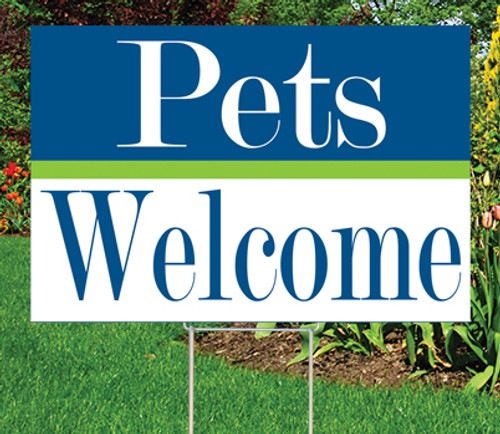 Pets Welcome - 12"x 18" Sign - Blue White