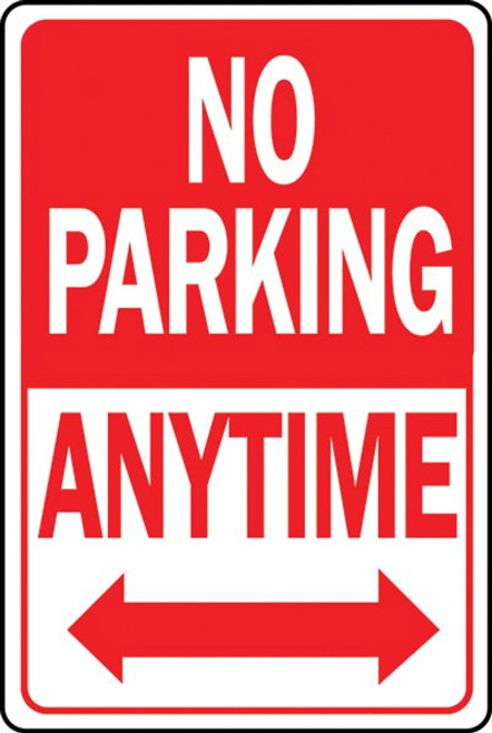 No Parking Anytime Sign Aluminum Sign - 12" x 18"