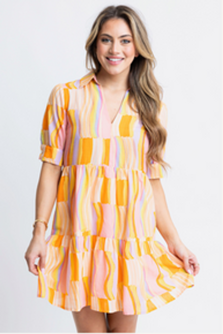 Multi Stripe Vneck Dress Multi Stripe Vneck Dress