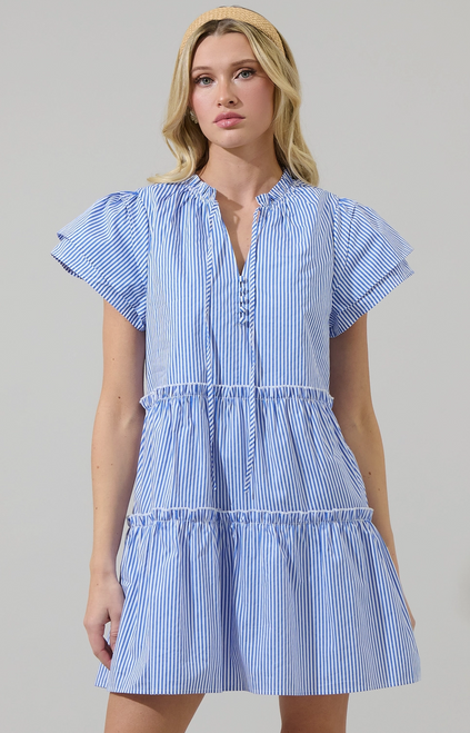Sherah Striped Empire Tiered Mini Dress Sherah Striped Empire Tiered Mini Dress