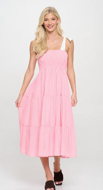 Coral Stripe Midi Dress Coral Stripe Midi Dress