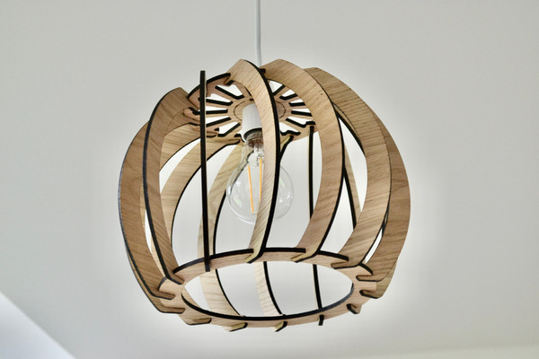 Rewind Designs Orb Flatpack lampshade Oak wooden Main image